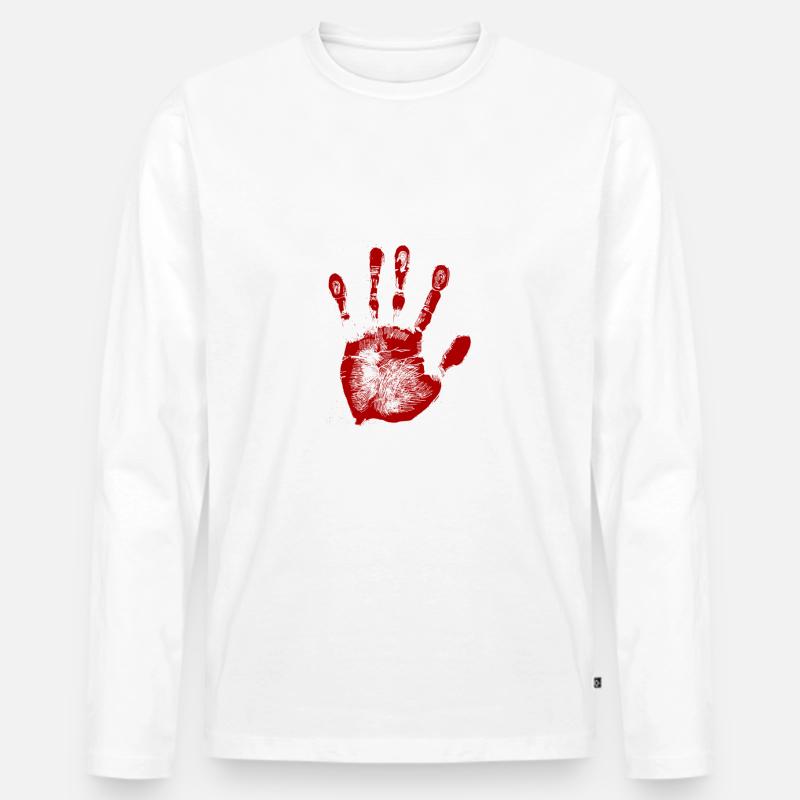 Die blutige Hand. Geschenk - Männer Premium Bio Langarmshirt - Weiß