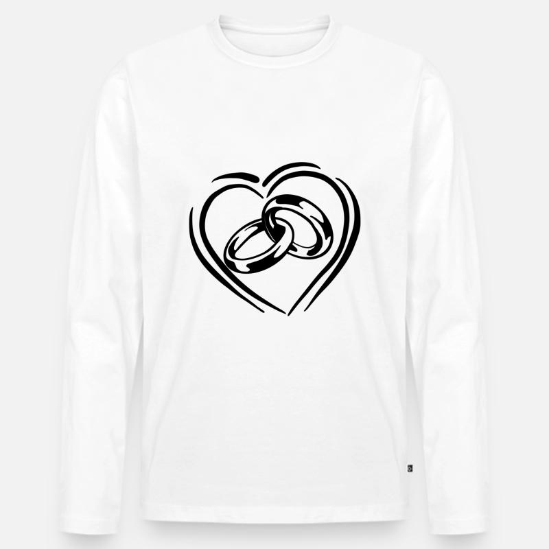 Zwei Ringe / Verlobungsringe / Eheringe - Männer Premium Bio Langarmshirt - Weiß
