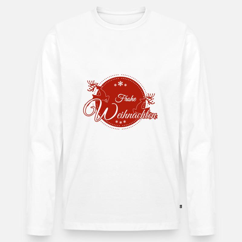 Frohe Weihnachten - Männer Premium Bio Langarmshirt - Weiß