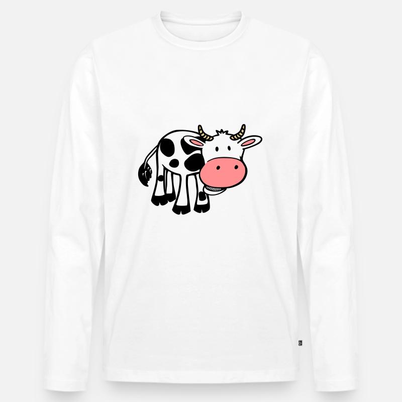 Kuh - Männer Premium Bio Langarmshirt - Weiß