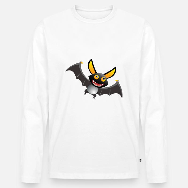Fledermaus - Männer Premium Bio Langarmshirt - Weiß