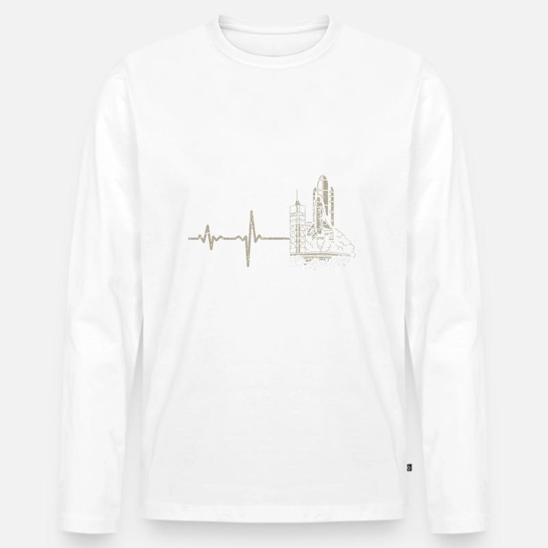 Geschenk Heartbeat Raumfahrt - Männer Premium Bio Langarmshirt - Weiß