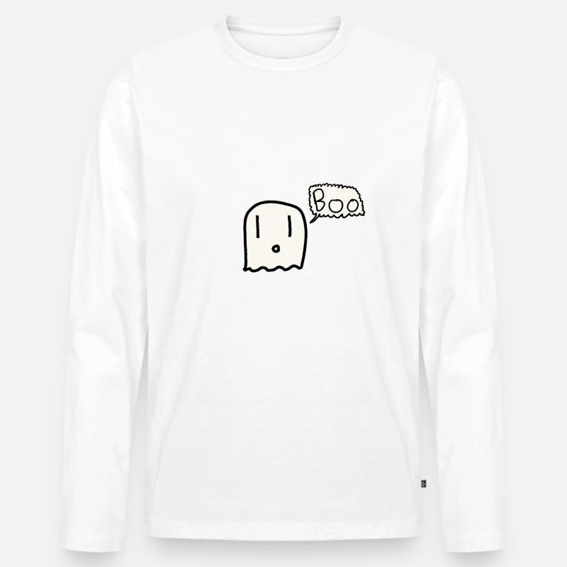 Boo 2 - Männer Premium Bio Langarmshirt - Weiß