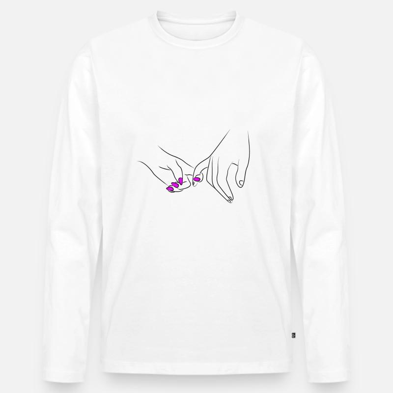 Händchen Halten Pärchen Romantisch - Männer Premium Bio Langarmshirt - Weiß