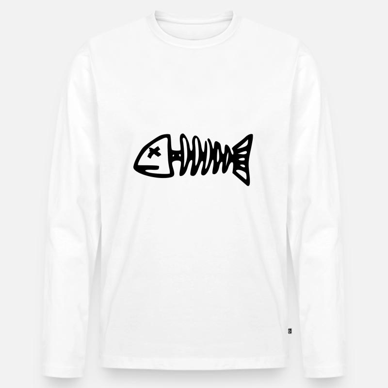 Fischgräte - Männer Premium Bio Langarmshirt - Weiß