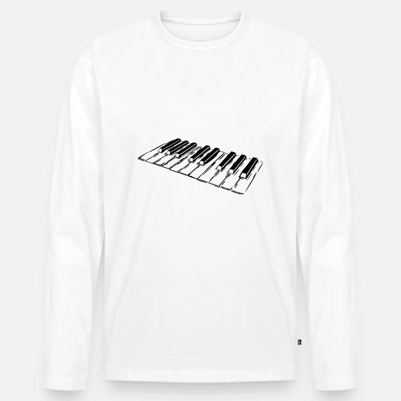 Klavier, Klaviertasten, Keyboard - Männer Premium Bio Langarmshirt - Weiß
