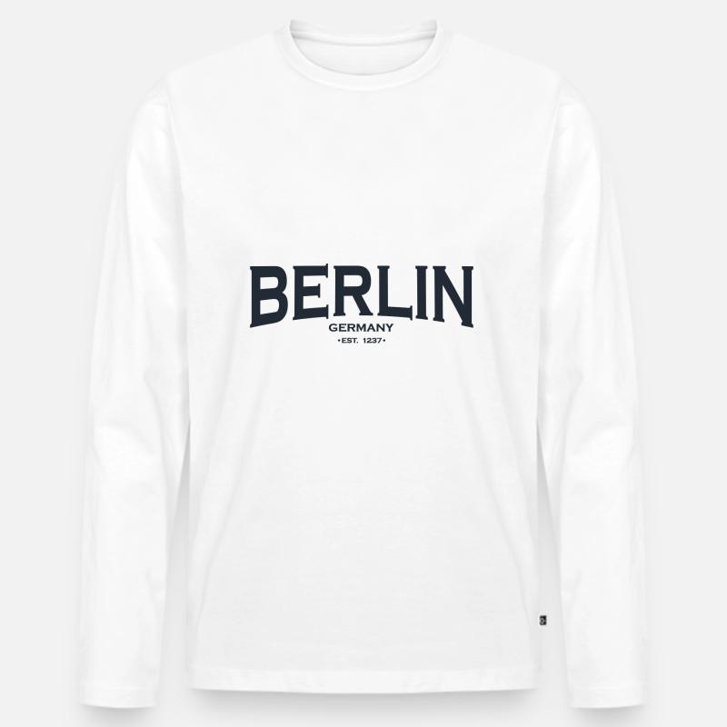 Berlin - Männer Premium Bio Langarmshirt - Weiß