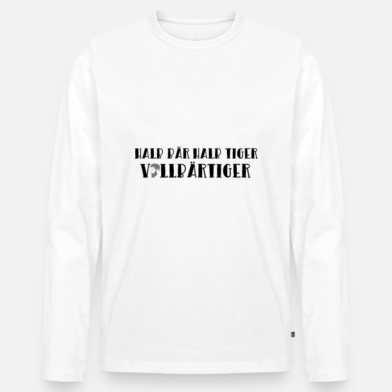 Bär Tiger Bart Vollbart Vollbärtig Spruch Geschenk - Männer Premium Bio Langarmshirt - Weiß