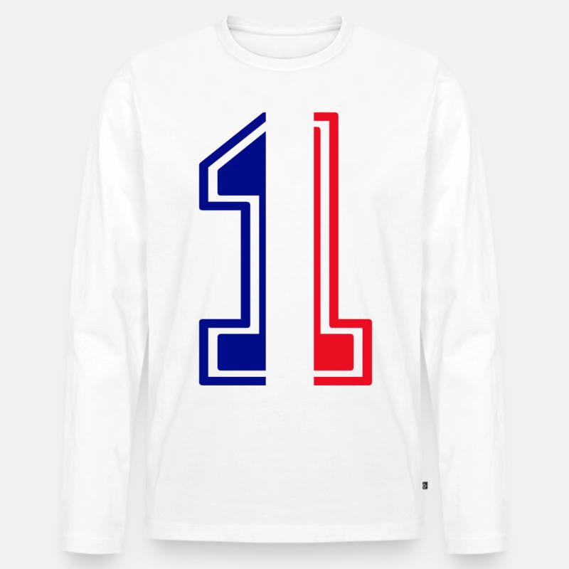 Frankreich Nummer 1 - Männer Premium Bio Langarmshirt - Weiß