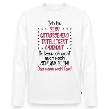 49 Ich bin sexy gutaussehend intelligent schlank - Männer Premium Bio Langarmshirt - Weiß - Vorne - Nico (187cm)