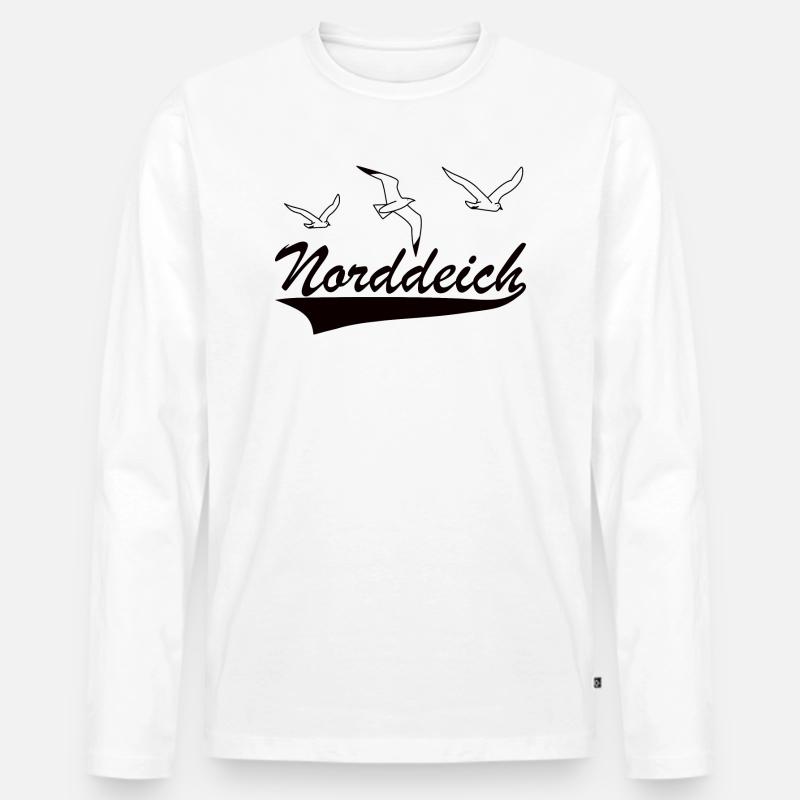 Norddeich - Männer Premium Bio Langarmshirt - Weiß