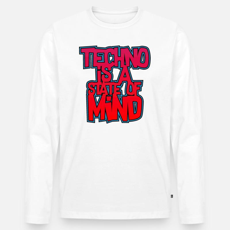Techno Techno Techno ist ein Geisteszustand hard dark - Männer Premium Bio Langarmshirt - Weiß