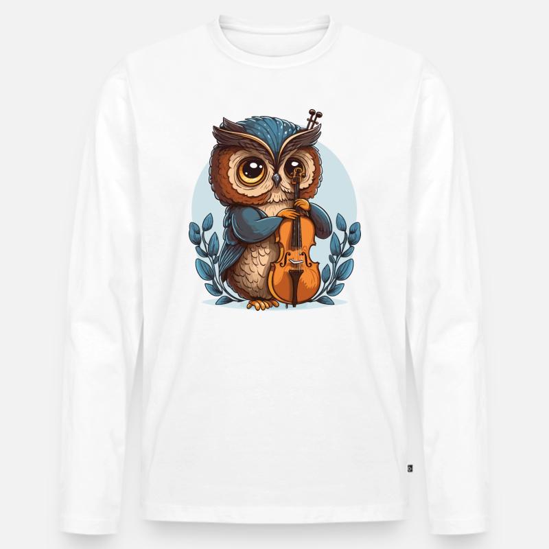 Klassische Eule - Männer Premium Bio Langarmshirt - Weiß