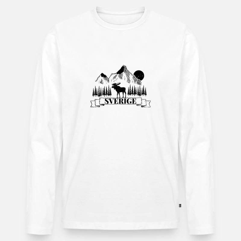 Sverige Elch - Männer Premium Bio Langarmshirt - Weiß
