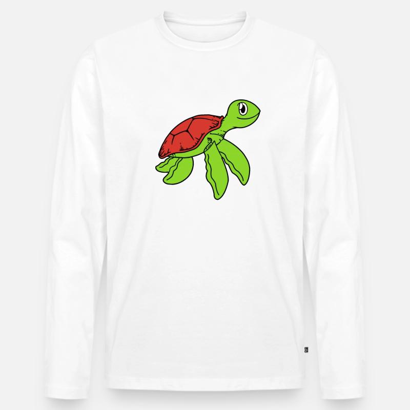 Schildkröte süß - Männer Premium Bio Langarmshirt - Weiß