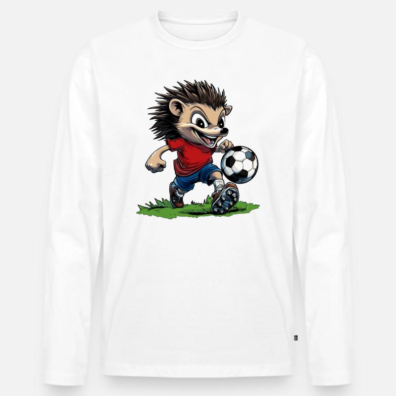 Fussball Igel - Männer Premium Bio Langarmshirt - Weiß