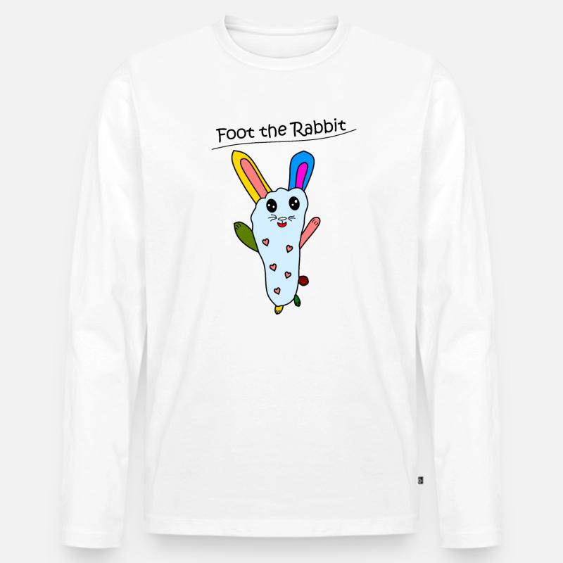 Foot the Rabbit - Männer Premium Bio Langarmshirt - Weiß