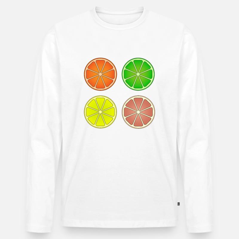Zitrusfrüchte Satsuma Limette Zitrone Grapefruit - Männer Premium Bio Langarmshirt - Weiß