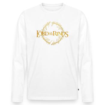 Der Herr Der Ringe Großes Logo Mit Ring-Inschrift - Männer Premium Bio Langarmshirt - Weiß - Vorne - Nico (187cm)