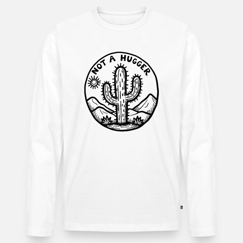 Kaktus - Not a hugger - Männer Premium Bio Langarmshirt - Weiß