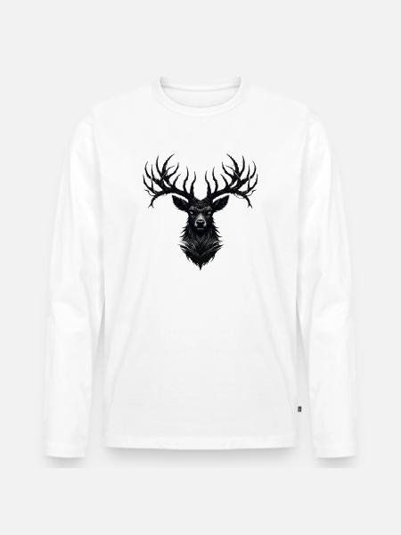 Horns of Darkness - Männer Premium Bio Langarmshirt - Weiß
