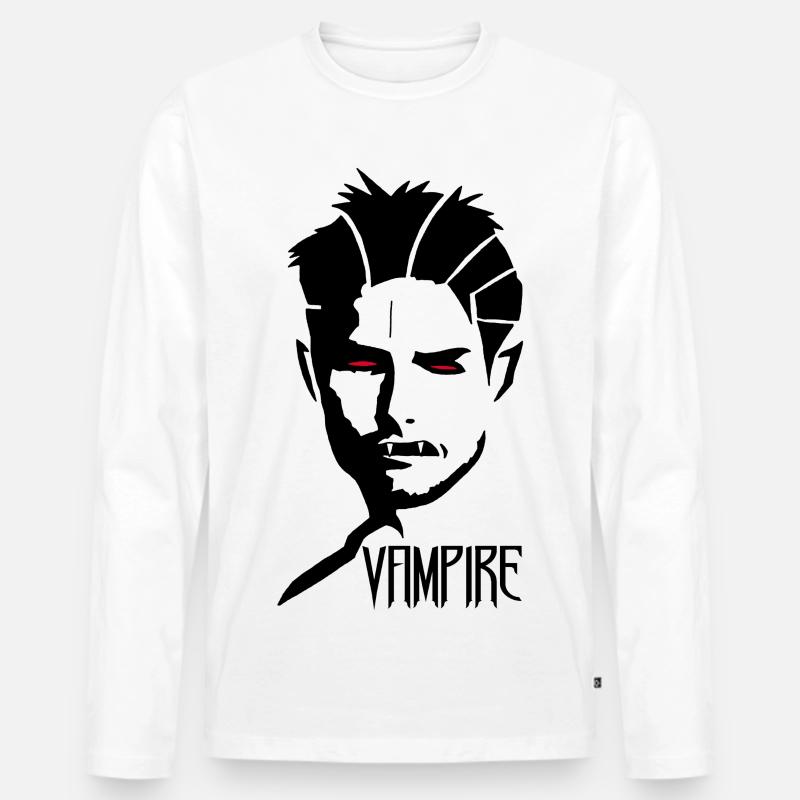 Männlicher Vampir - Männer Premium Bio Langarmshirt - Weiß