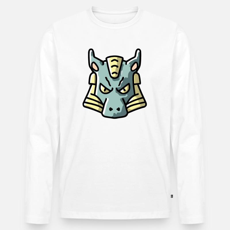 Finter dreinblickender Drache - Männer Premium Bio Langarmshirt - Weiß