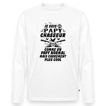 Un Papy Chasseur comme un Papy Normal Cadeau Papy - T-shirt manches longues Premium bio Homme - blanc - Devant - Nico (187cm)