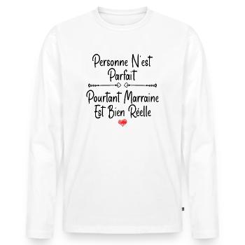 Marraine - T-shirt manches longues Premium bio Homme - blanc - Devant - Nico (187cm)
