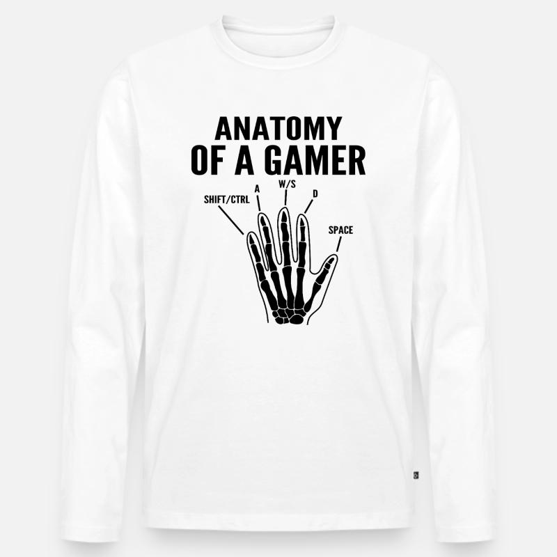 Anatomie eines Gamers - Männer Premium Bio Langarmshirt - Weiß