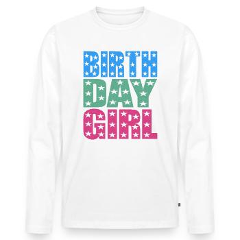 fille d’anniversaire - T-shirt manches longues Premium bio Homme - blanc - Devant - Nico (187cm)