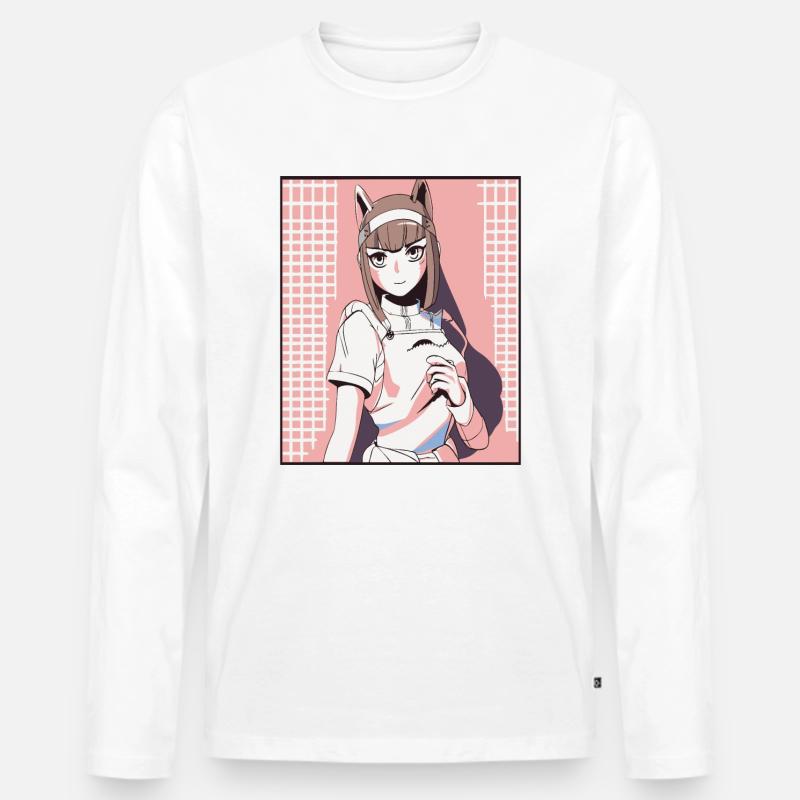 Weebs lieben Anime Mädchen - Männer Premium Bio Langarmshirt - Weiß