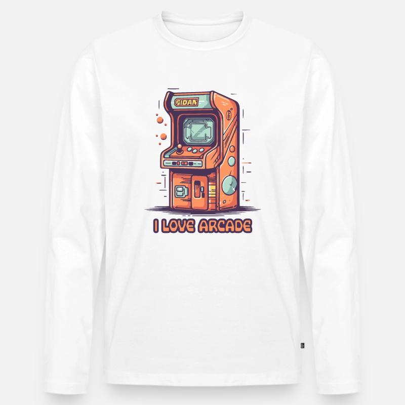 Ich liebe Arcade Gaming - Männer Premium Bio Langarmshirt - Weiß