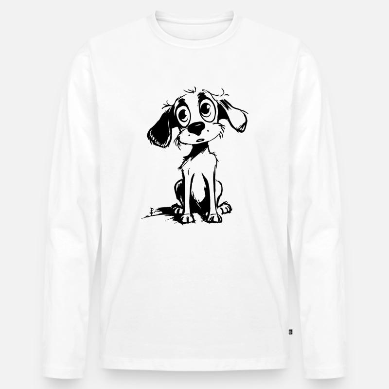 Simpatico cane randagio sognatore - Maglia a manica lunga ecologica premium da uomo - bianco