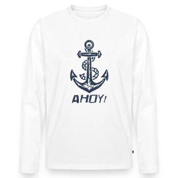 Ahoy Anchor - Men's Premium Organic Long Sleeve Shirt - white - Front - Nico (187cm)