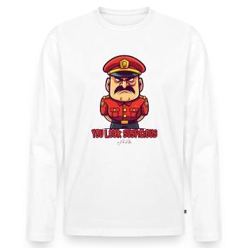 Vous avez l'air suspect, entraîneur d'autorité - T-shirt manches longues Premium bio Homme - blanc - Devant - Nico (187cm)