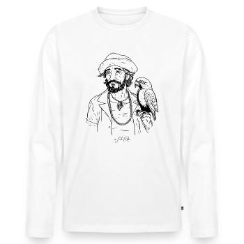 Attractive pirate with parrot - Men's Premium Organic Long Sleeve Shirt - white - Front - Nico (187cm)