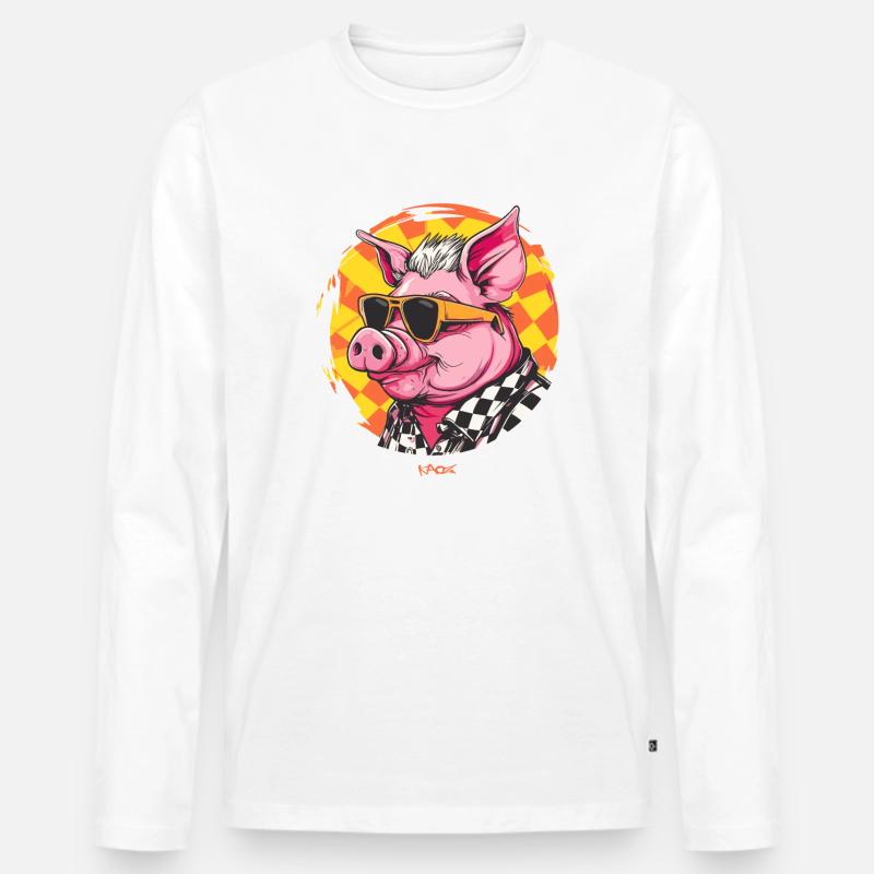 Coole Sonnenbrillen Sau - Männer Premium Bio Langarmshirt - Weiß