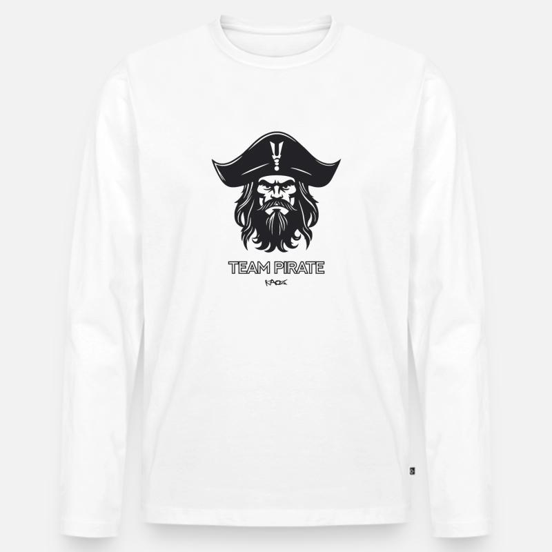 Team Pirat - Männer Premium Bio Langarmshirt - Weiß