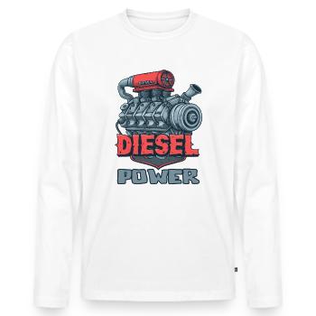 Puissance des moteurs diesel - T-shirt manches longues Premium bio Homme - blanc - Devant - Nico (187cm)