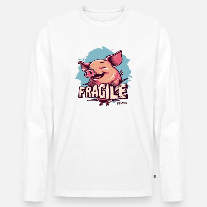 Ein zerbrechliches Schwein - Männer Premium Bio Langarmshirt - Weiß