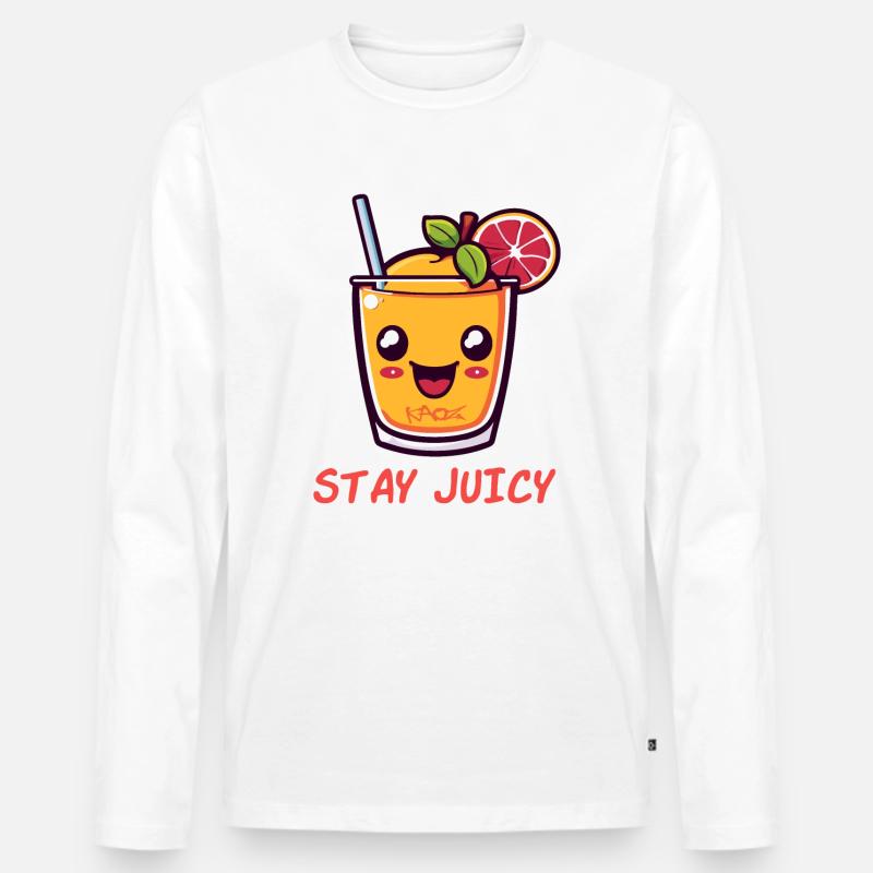 Fruchtiger Saft: bleib saftig - Männer Premium Bio Langarmshirt - Weiß