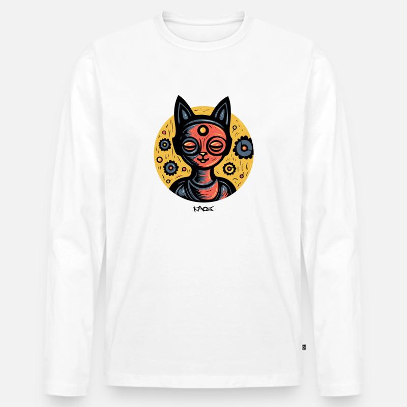 Hasen Mädchen-Meditations-Yoga - Männer Premium Bio Langarmshirt - Weiß