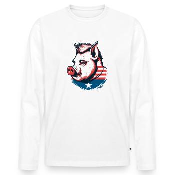 Le héros patriotique du cochon - T-shirt manches longues Premium bio Homme - blanc - Devant - Nico (187cm)