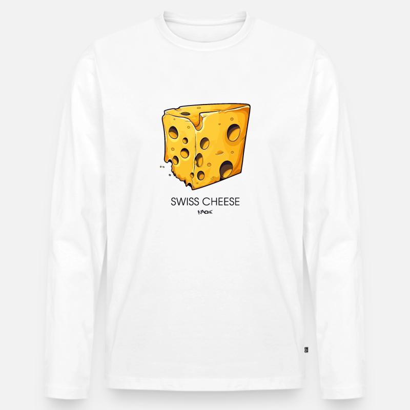 Stück Schweizer Käse - Männer Premium Bio Langarmshirt - Weiß