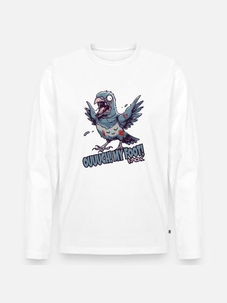 Aua, mein Fuß, Zombie-Taube - Männer Premium Bio Langarmshirt - Weiß