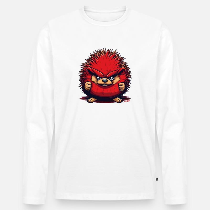 Lustiger wütender roter Igel - Männer Premium Bio Langarmshirt - Weiß