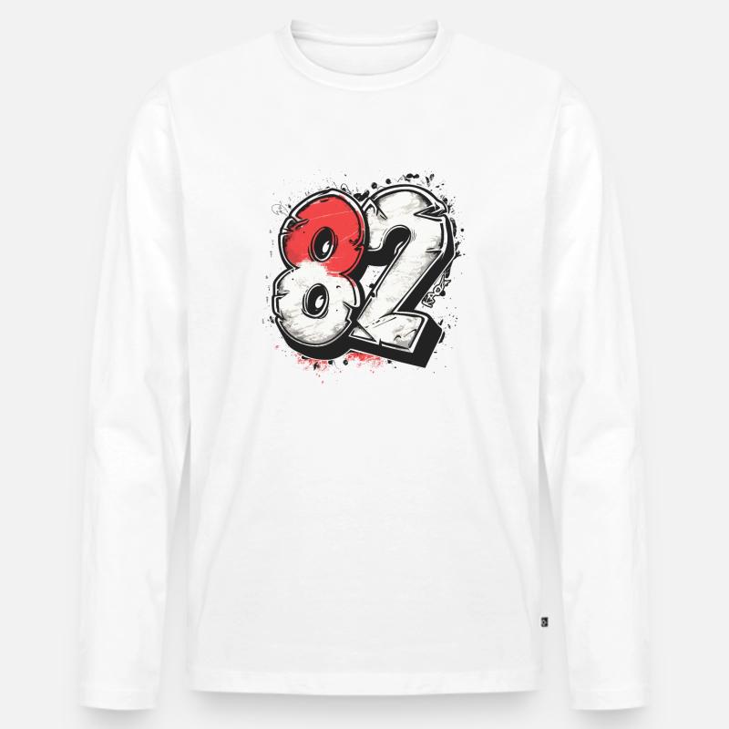 Nummer 82 oder 1982 - Männer Premium Bio Langarmshirt - Weiß