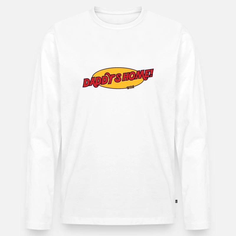 Daddy ist zu Hause - Männer Premium Bio Langarmshirt - Weiß