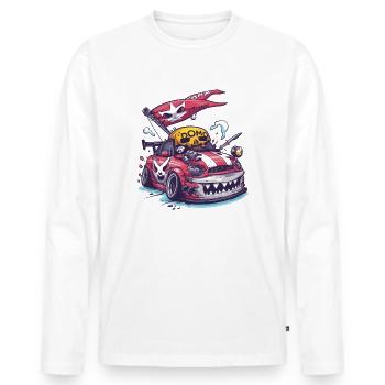 Robuster Cartoon JDM Piraten Street Racer - Männer Premium Bio Langarmshirt - Weiß - Vorne - Nico (187cm)